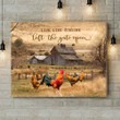 Inspirational & Motivational Wall Art Housewarming Gift The Gate Open - Rooster & Hen Canvas Print Farmhouse Decor