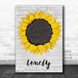 Machine Gun Kelly Lonely Grey Script Sunflower Decorative Art Gift Song Lyric Print - Canvas Print Wall Art Home Decor