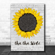 DJ Casper Cha Cha Slide Grey Script Sunflower Decorative Art Gift Song Lyric Print - Canvas Print Wall Art Home Decor