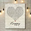 Bruce Springsteen Happy Script Heart Song Lyric Quote Music Art Print - Canvas Print Wall Art Home Decor