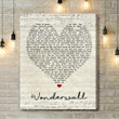 Wonderwall Oasis Script Heart Song Lyric Art Print - Canvas Print Wall Art Home Decor