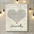 OneRepublic Secrets Script Heart Song Lyric Art Print - Canvas Print Wall Art Home Decor