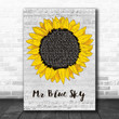 ELO Mr Blue Sky Grey Script Sunflower Song Lyric Art Print - Canvas Print Wall Art Home Decor