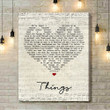 Robbie Williams Things Script Heart Song Lyric Art Print - Canvas Print Wall Art Home Decor