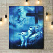 Housewarming Gifts Christian Decor Jesus Blue Beautiful Lion And Lamb - Canvas Print Wall Art Home Decor