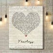 Louis Tomlinson Fearless Script Heart Song Lyric Art Print - Canvas Print Wall Art Home Decor