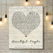 Ed Sheeran Beautiful People Script Heart Song Lyric Art Print - Canvas Print Wall Art Home Decor