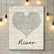 Josh Groban River Script Heart Song Lyric Music Art Print - Canvas Print Wall Art Home Decor