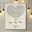 Survivor Eye Of The Tiger Script Heart Song Lyric Art Print - Canvas Print Wall Art Home Decor