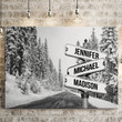 Personalized Valentine's Day Gifts Black Winter Road Anniversary Wedding Present - Customized Multi Names Canvas Print Wall Art Home Decor
