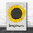 The Courteeners Sunflower Grey Script Sunflower Song Lyric Art Print - Canvas Print Wall Art Home Decor