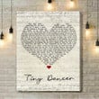 Elton John Tiny Dancer Script Heart Song Lyric Music Art Print - Canvas Print Wall Art Home Decor