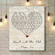 Toby Keith Don't Let The Old Man In Script Heart Song Lyric Art Print - Canvas Print Wall Art Home Decor