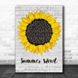 Frank Sinatra Summer Wind Grey Script Sunflower Decorative Art Gift Song Lyric Print - Canvas Print Wall Art Home Decor