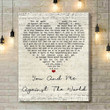 Helen Reddy You And Me Against The World Script Heart Song Lyric Art Print - Canvas Print Wall Art Home Decor