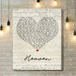 Kane Brown Heaven Script Heart Song Lyric Music Art Print - Canvas Print Wall Art Home Decor