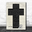 Luke Combs Dear Today Music Script Christian Memorial Cross Song Lyric Art Print - Canvas Print Wall Art Home Decor