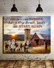 Housewarming Gifts Farmhouse Decor Every Day Is A New Beginning - Cows And Barn Canvas Print Wall Art Home Decor
