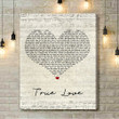 Pink True Love Script Heart Song Lyric Quote Music Art Print - Canvas Print Wall Art Home Decor