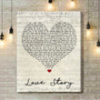 Taylor Swift Love Story Script Heart Song Lyric Quote Music Art Print - Canvas Print Wall Art Home Decor