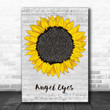 ABBA Angel Eyes Grey Script Sunflower Song Lyric Music Art Print - Canvas Print Wall Art Home Decor