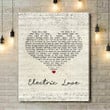 B�RNS Electric Love Script Heart Song Lyric Art Print - Canvas Print Wall Art Home Decor