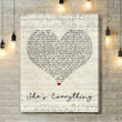 Brad Paisley She's Everything Script Heart Song Lyric Wall Art Print - Canvas Print Wall Art Home Decor
