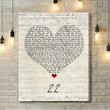 Taylor Swift 22 Script Heart Song Lyric Quote Music Art Print - Canvas Print Wall Art Home Decor