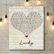 Jason Mraz Lucky Script Heart Song Lyric Quote Music Art Print - Canvas Print Wall Art Home Decor
