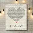 Jorja Smith Be Honest Script Heart Song Lyric Art Print - Canvas Print Wall Art Home Decor