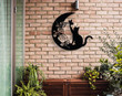 Cat and Moon Metal Wall Art, Cat Wall Decor, Cat on Moon, Cat Lover Gift, Animal Decor, Home Decor, Housewarming Gift, Moon Cat Decor