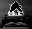 Personalized Hockey LED Metal Art Sign Light up Hockey Goalie Name Metal Sign Multi Color Hockey Art Metal Hockey Wall Art