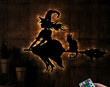 Halloween Flying Witch Metal Wall Art With Lights, Witch With Scary Cat Sign, Haunted House Decoration, Halloween Night Light, Witch Is Here