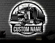 Personalized LED Trucker Metal Sign Light up Home Trucking Wall Art Garage Wall Art Fathers Day Gift Trucker LED Art Sign