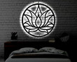Lotus LED Metal Art Sign Light up Lotus Flower Metal Sign Multi Colors Yoga Sign Metal Lotus Flower Home Decor LED Wall Art Gift