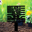 Personalized Memorial Stake With Solar Lights Boots And Tags Metal Stake In Memory Of American Flag Veteran Stake Sympathy Gift