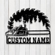Personalized Chainsaw Wood Metal Sign with LED Light Custom Chainsaw Wood Metal Wall Art Woodworker Name Sign Wood Saw Blade Sign Home Decor