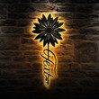 Custom Faith Flower Metal Wall Art Personalized Flower Sign With Led Lights Floral Gift For Her