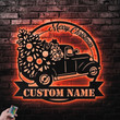 Custom Christmas Truck Metal Wall Art Personalized Truck Name Sign With Led Lights Christmas Truck Stencils Decor