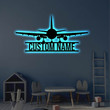 Personalized LED Airplane Metal Sign Light up Wall Art Plane Gift Metal Wall Art Air Plane Wedding Gift Metal LED Monogram Sign