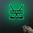 Personalized Hockey Sticks Metal Sign With LED Lights Kids Room Decor Gift for Hockey Player Gifts For Hockey Lover Hockey Stick Decor