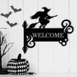 Personalized Witch Address Metal Signs Mailbox Decor Yard Decor Outdoor Decor Address Sign Spooky Witch on Broom Sign Halloween Decor