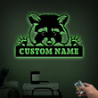Personalized Raccoon Metal Sign With LED Lights Animal Funny Gift Raccoon Signs Paw Raccoon Metal Wall Art Raccoon Lover Decor