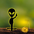 Alien Metal Yard Signs With Solar Lights Patio Sign Yard Sign Funny Gift Alien Sign Unique Gift Funny Decoration