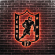 Custom Football Player Metal Wall Art Personalized Football Sign With Led Lights Football Player Name Sign Gift