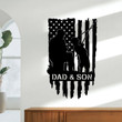 Personalized Metal Wall Art With Led Lights Dad And Son Fishing Father's Day Gift USA Flag Sign Fisherman Gift Unique Sign