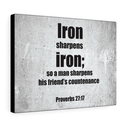 Scripture Canvas Iron Sharpens Iron Proverbs 27:17 Christian Wall Art Bible Verse Meaningful Home Decor Gifts Unique Housewarming Gift Ideas Framed Prints, Canvas Paintings