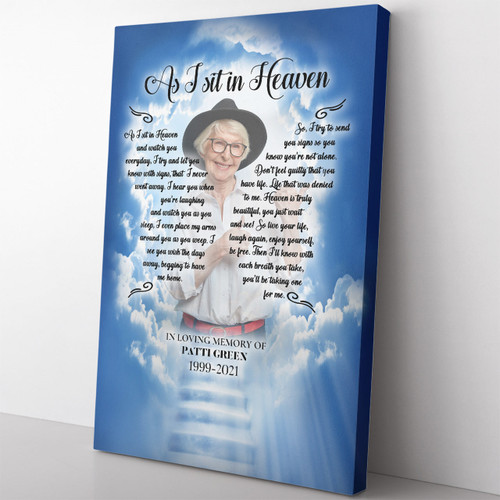 Personalized Memorial Wall Art, As I Sit In Heaven Wall Art, Custom Sympathy Wall Art Framed Prints, Canvas Paintings