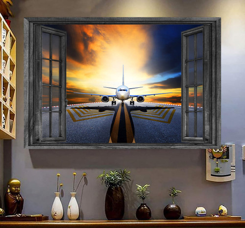 Pilot Canvas Wall Art Painting Art Print 3D Window View Home Decoration Gift Idea For Your Friend Framed Prints, Canvas Paintings