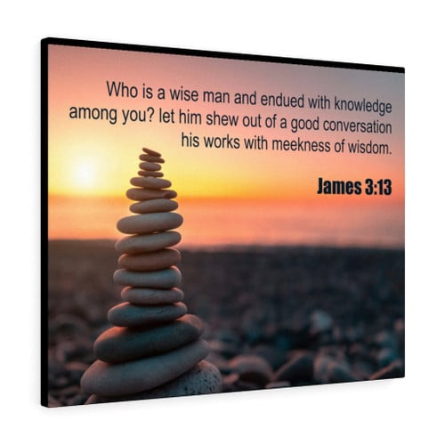 Scripture Canvas Wise Man James 3:13 Christian Wall Art Bible Verse Meaningful Home Decor Gifts Unique Housewarming Gift Ideas Framed Prints, Canvas Paintings